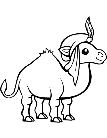 Funny Camel In A Turban Coloring Page